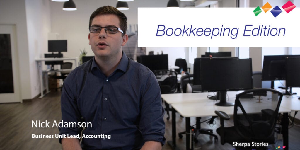 Video Overlay Image for Sherpa Stories: Bookkeeping Edition with Nick Adamson